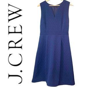 EUC Classic J.Crew matelasse Navy Blue Dress Notch Neckline Fully back zipper